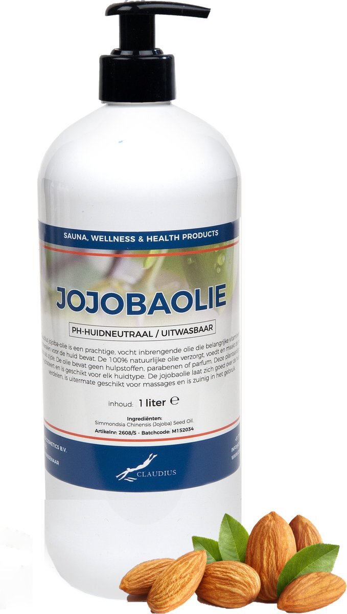 Claudius Cosmetics B.V. Jojobaolie - 100% natuurlijk 1 liter - met gratis pomp