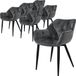 ML-Design Eetkamerstoelen set van 6 antraciet fluweel met metalen poten