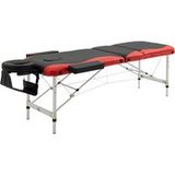 Icecat Lit de massage pliable hauteur réglable, professionnel en aluminium et plastique, 215x81x61-84 cm, noir et rouge