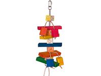 Nobby Cage Toy, houten blokken met leren strepen