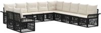 vidaXL Tuinbank - Set - 11-delig - Zwart - Polyrattan