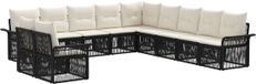vidaXL Banc de jardin - Set - 11 pièces - Noir - Polyrotin