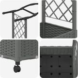 vidaXL Verhoogd bed met trellis en dak lichtgrijs 169 x 40 x 129 cm PP