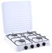 Melchioni Family Minerva New Gasfornuis met vier branders, wit, voor buiten, met afneembare grill en brander en deksel