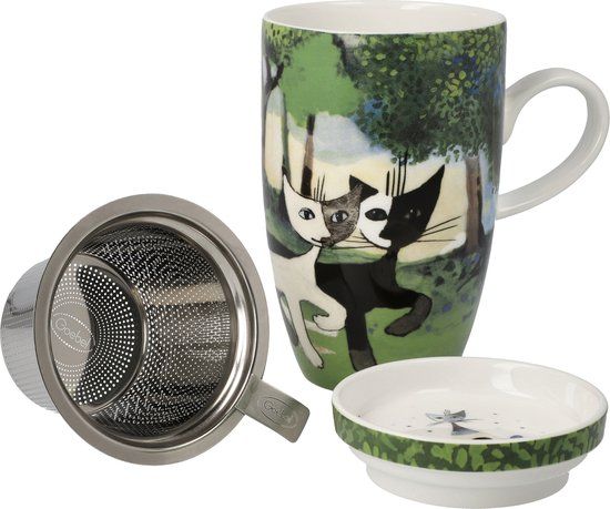 Goebel - Rosina Wachtmeister Thee Mok met zeef Una passeggiata nel verde Beker - porselein - 450ml