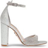 Steve Madden Dames sandalen met hak, witte glitter sandalen met blokhak, maat 41