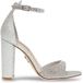 Steve Madden Dames sandalen met hak, witte glitter sandalen met blokhak, maat 41