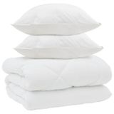 VidaXL Winter Dekbed met Kussen 3-delig Wit Microvezel
