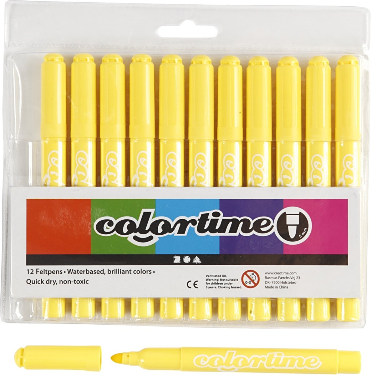 Colortime stift 5 mm lijn citroengeel 12 stuks