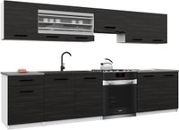B BELINI GROUP BELINI Keukenblok ITALIA 4 - Keukenmeubel Set 260 cm Ebbenhout met Werkbladen - Boven- en Onderkasten