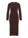 VILA Vikerry O-hals L/S Knit Maxi Dress-noos Vikerry ronde hals gebreide maxi-jurk L/S dames (1 stuk), Chocolade, XL