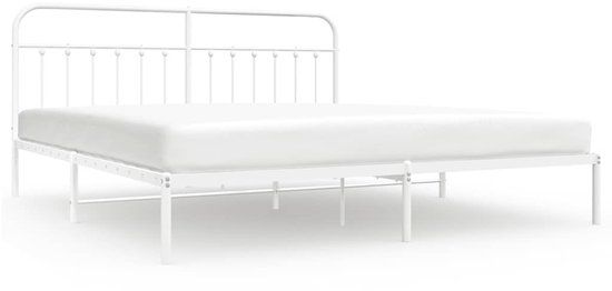 vidaXL Bedframe met hoofdbord metaal wit 193x203 cm