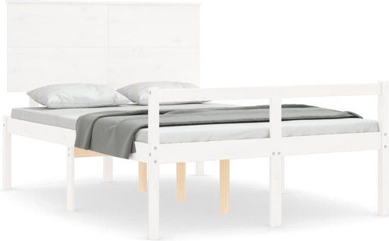 vidaXL Seniorenbed met hoofdbord massief hout wit