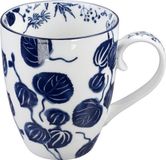 Tokyo Design Studio Mok met oor - Ivy - Flora Japonica - Blauw/Wit - Porselein - 380 ml