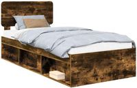vidaXL Bedframe Gerookt eiken Massief grenenhout 100 x 200 cm