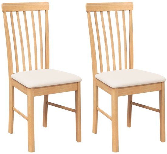 vidaXL Eetkamerstoelen met kussens 2 stuks massief hout rubber