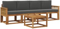 vidaXL - Bank loungeset - 4 zitplekken - Polyester - Natuurlijk en antraciet