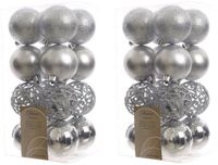 Decoris Kerstballen - 32x st - zilver - D6 cm - kunststof