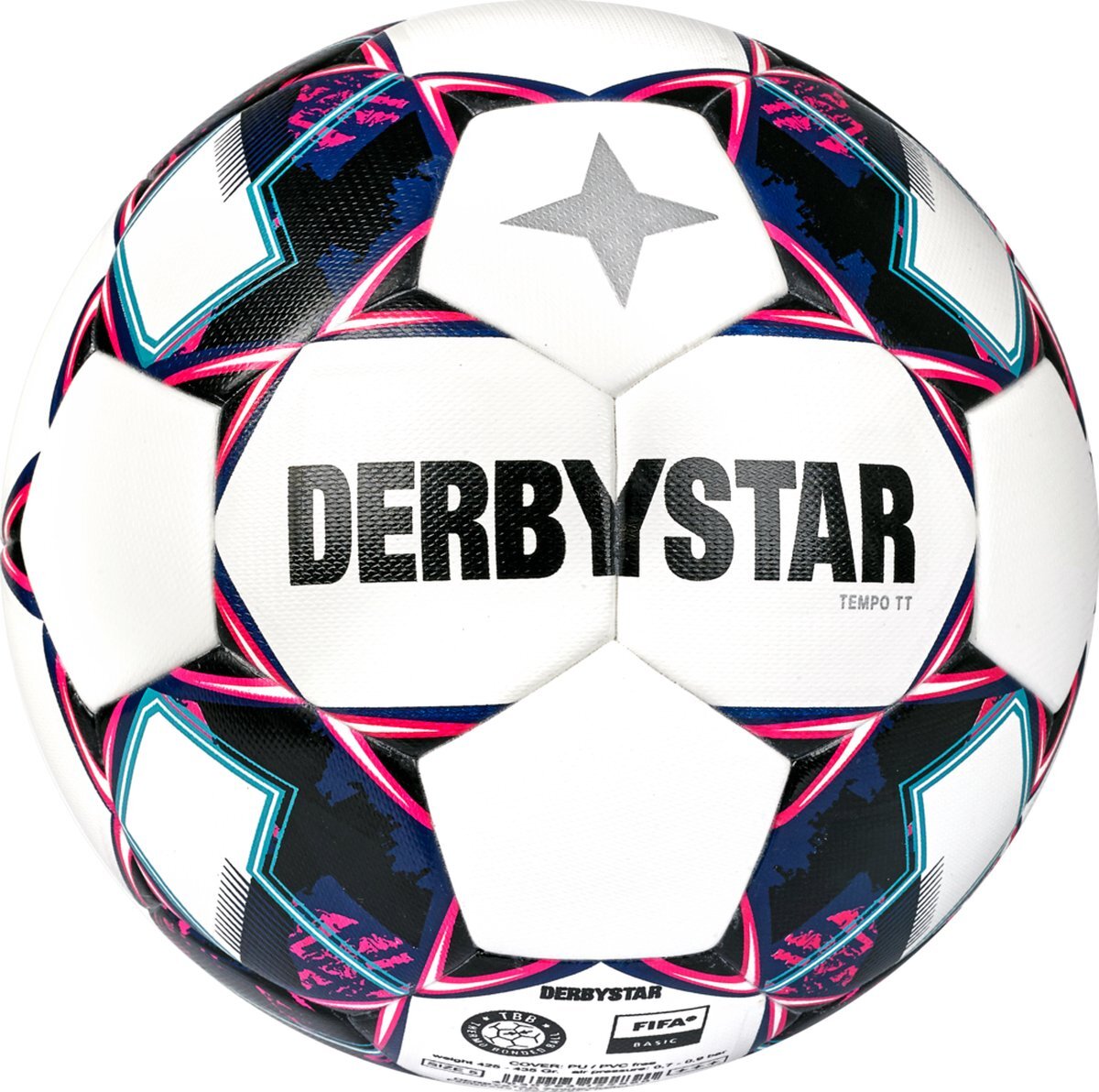 Derbystar Tempo voetbalballen wit blauw 5