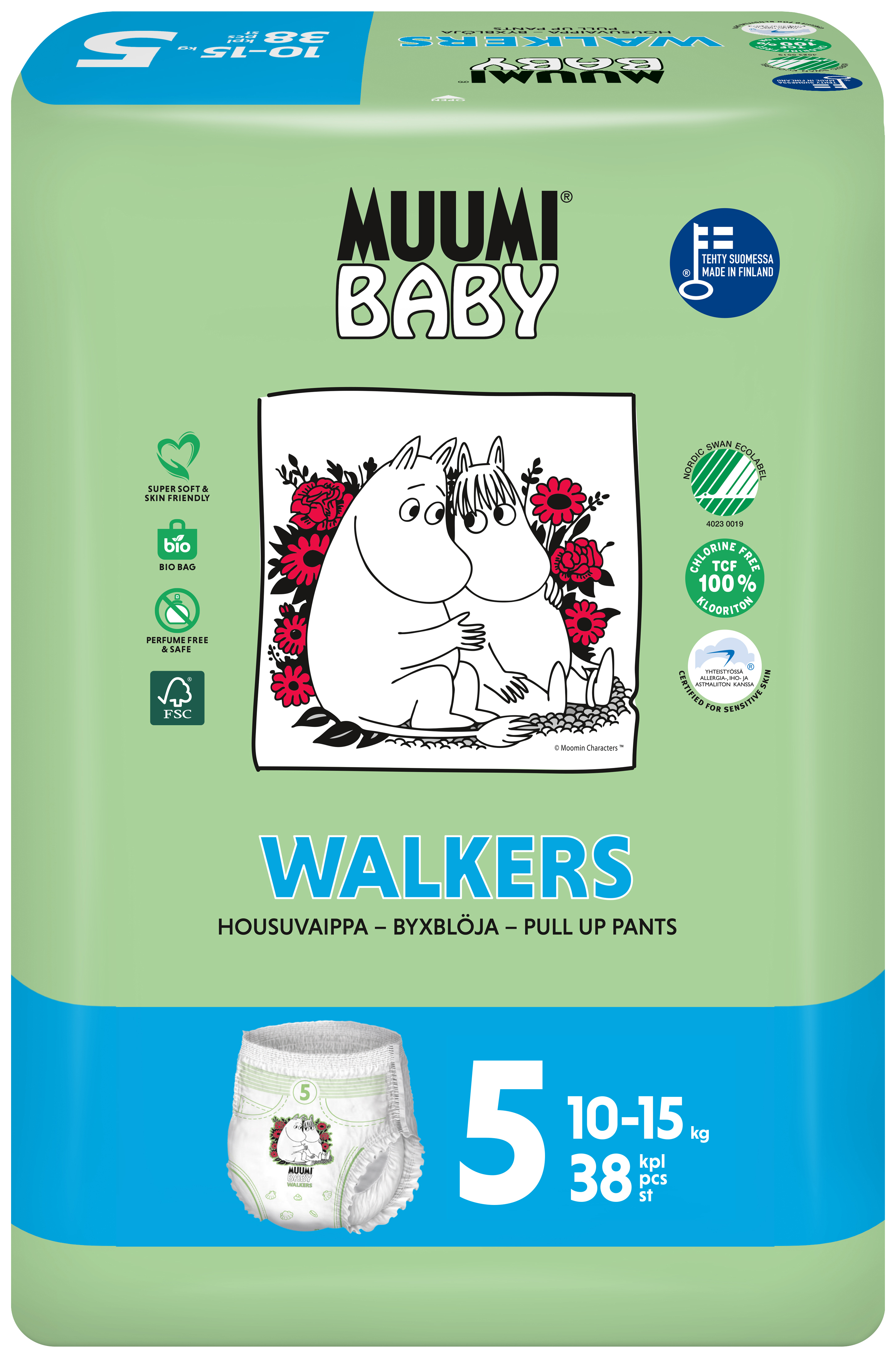 Muumi baby Eco luierbroekjes maat 5 - 10-15 kg - 40 stuks - ecologisch