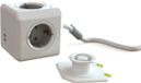 Power-Kubus extended DuoUSB 3m - Bloc multiprise avec 4 prises et 2 ports USB - Kit de montage sur bureau et câble de 3m