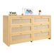 VEVOR Commode en rotin 6 tiroirs, meuble de rangement avec poignées en métal, organisateur de vêtements et rangement bohème en bois, armoire pour chambre, salon, couloir, entrée, couleur bois naturel