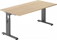hjh OFFICE PRO MEGA 16 G - 160 x 80 Tafelhoogte I In hoogte verstelbaar Eiken/Grafiet