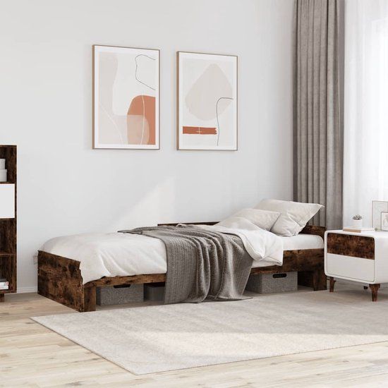 vidaXL Bedframe Hout Gerookt Eikenkleurig 100x200 cm