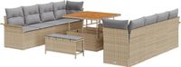 vidaXL Tuinbank Set 11-delig Beige Polyrattan