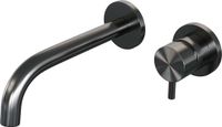 Brauer Gunmetal Edition Wastafelmengkraan inbouw - gebogen uitloop links - hendel kort smal - model B 1 - PVD - geborsteld gunmetal