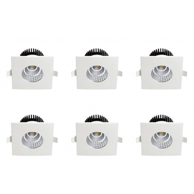 BES LED LED Spot 6 Pack - Inbouwspot - Vierkant 6W - Waterdicht IP65 - Natuurlijk Wit 4200K - Mat Wit Aluminium - 90mm