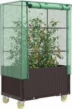 Maison Exclusive - Potager surélevé avec rehausse et roulettes, aspect rotin, 80 x 50 x 182 cm