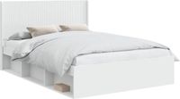 vidaXL Bedframe met opbergruimte en hoofdbord, Bewerkt hout, Wit, Tweepersoons