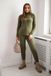 Merkloos / Sans marque LADD Sp. z o.o. Dames Lounge Set Kaki – 2-Delig Huispak met Coltrui en Broek – Loungewear – Maat M