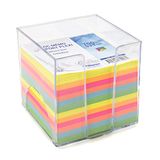 WAYTEX 931151 Memoblok met 700 kleurrijke notities, 9 x 9 cm, met transparante kunststof houder