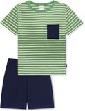 SCHIESSER Jongens Pyjama Shortama Linde Groen Gestreept Katoen Maat 92
