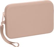 kwmobile Telefoontas van zacht siliconen – Telefoontasje 18 x 12 x 2,5 cm – Siliconen hoes met ritssluiting mat oudroze – Make-uptas Beschermhoes