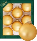Krebs Kerstballen - 8 stuks - Honing Goud - Glas - 7 cm - Mat