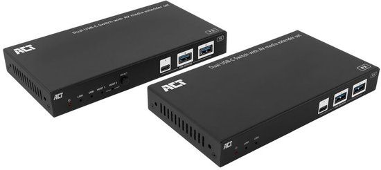 ACT AV media extender set met dual USB-C switch, CAT6A, 100 meter AC7110