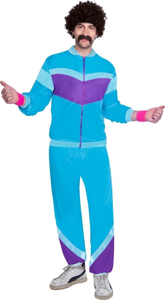 Amscan Trainingspak Jaren 80 Heren Polyester Blauw Maat Xl