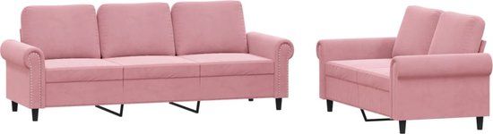 vidaXL 2-delige Loungeset met kussens fluweel roze