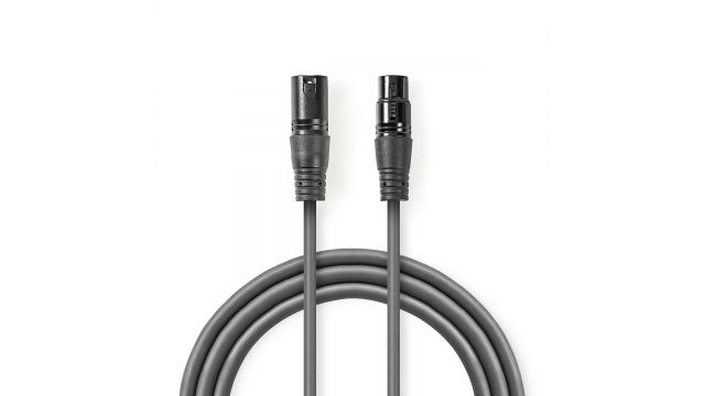 Nedis COTH15012GY15 Digitale DMX-kabel 110 Ohm XLR 3-pins Male - XLR 3-pins Female 1.5 m Grijs