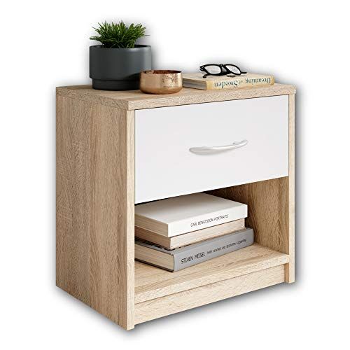 Stella Trading Pepe Nachtkastje - Eiken/Wit - 28 x 39 x 41 cm