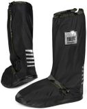Perletti Zwarte Hoge Regenoverschoen met Camouflage Band - Waterdicht, Winddicht, Unisex, Maat 43-45