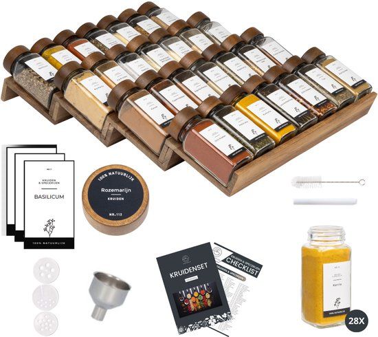 Organess Kruidenrek met 28 Kruidenpotjes - Acacia