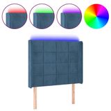 VidaXL Hoofdbord & Voeteind Donkerblauw Polyester/Hout 1470 mm x 160 mm x 780 mm - 880 mm