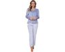 Pastunette Blue Fog Pyjama/Huispak Dames Lange Mouw Gestreept Blauw/Wit Flanel/Fleece Maat 48