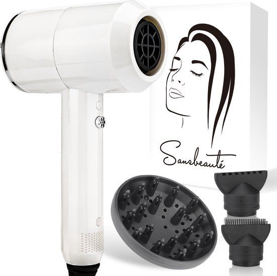 Sansbeauté® Föhn LuminAir | White - 2000W Hair Dryer with Diffuser & Accessories
