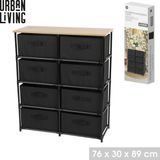 Urban Living KUBE rek met 8 lades 76 x 30 x H89 cm Zwart