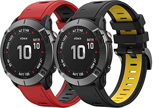 Chainfo compatibel met Garmin Approach S60 / Approach S62 Watch Strap, Premium Soft Silicone Watch Band Replacement Wristbands (2-Pack H)
